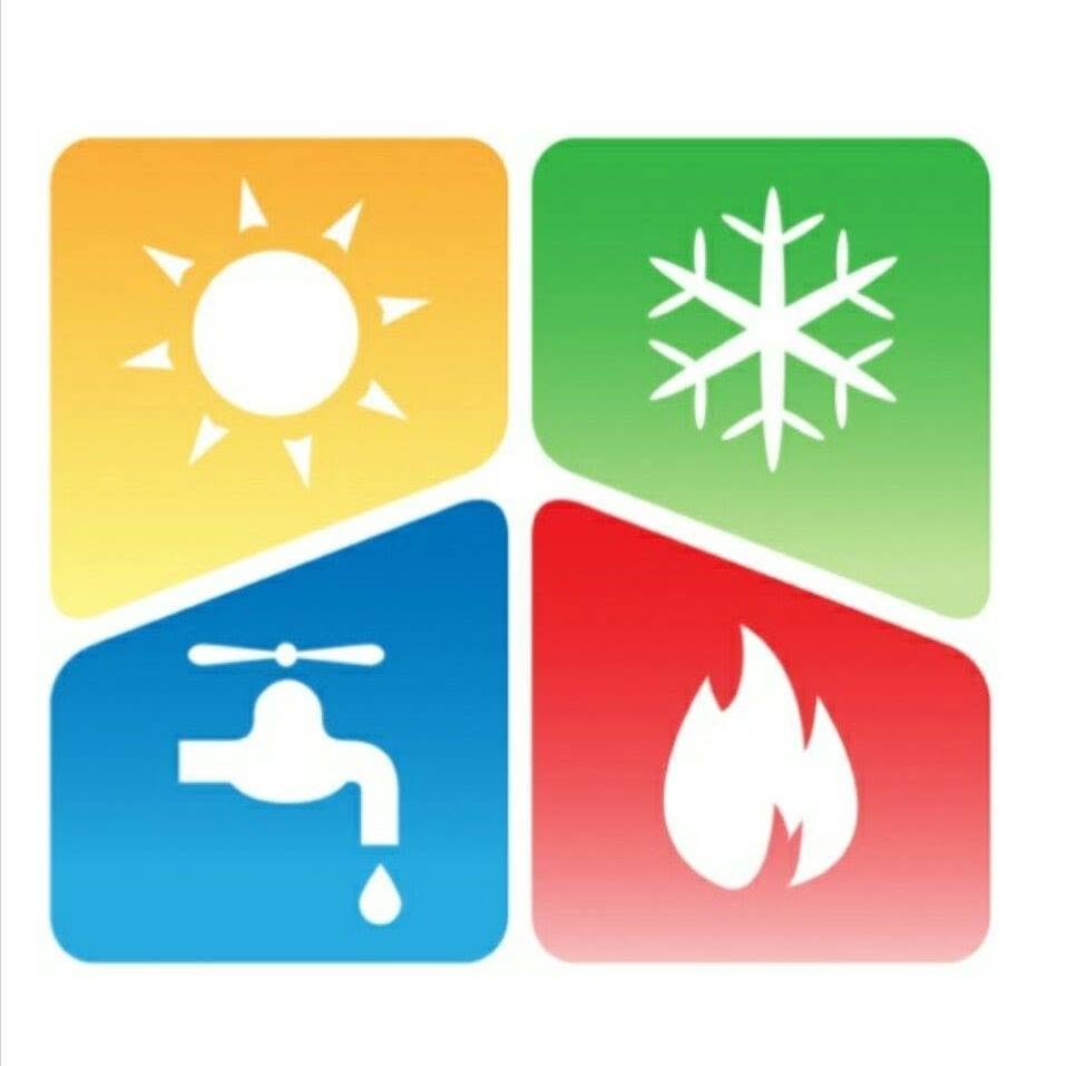 Logo Thermotecnica De Matteis: quattro icone per idraulica, riscaldamento, climatizzazione e assistenza
